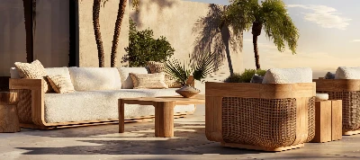 Canapea de lux pentru exterior|Set de trestie de tec Sedona - Howvin