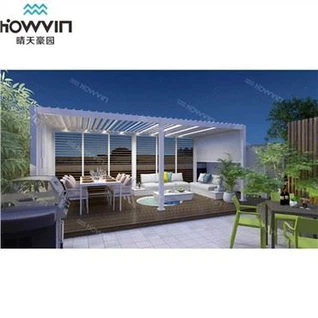 Pergola cu lambriuri cu ecran retractabil
